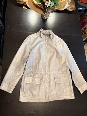 J. Jill Light Gray Leather Jacket